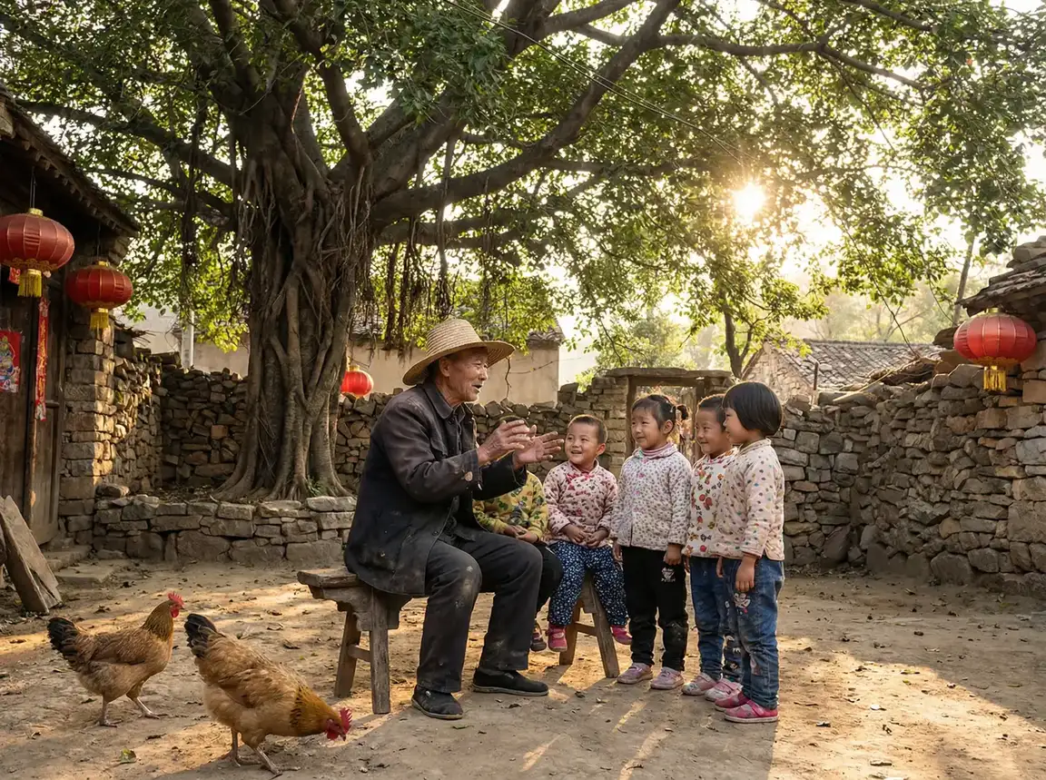 老人在大榕树下给孩子们讲故事 - 姐姐的秘密在线高清 乡村记忆